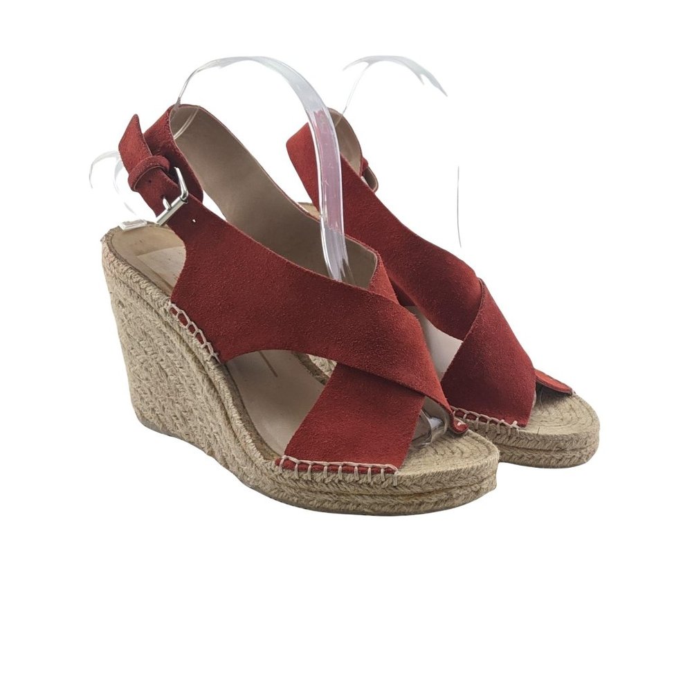 Dolce Vita Red Suede Criss-Cross Espadrille Slingback Wedges Sandal Open Toe 8.5
